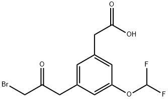 3-(3-Bromo-2-oxopropyl)-5-(difluoromethoxy)phenylacetic acid 结构式