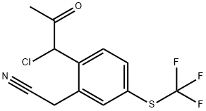 2-(1-Chloro-2-oxopropyl)-5-(trifluoromethylthio)phenylacetonitrile 结构式