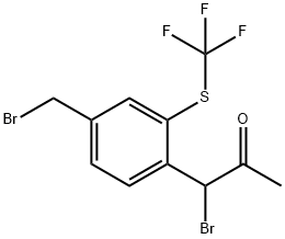 1-Bromo-1-(4-(bromomethyl)-2-(trifluoromethylthio)phenyl)propan-2-one Structure