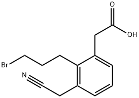 2-(3-Bromopropyl)-3-(carboxymethyl)phenylacetonitrile 结构式