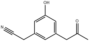 3-Hydroxy-5-(2-oxopropyl)phenylacetonitrile 结构式