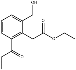 Ethyl 2-(hydroxymethyl)-6-propionylphenylacetate 结构式