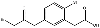 5-(3-Bromo-2-oxopropyl)-2-mercaptophenylacetic acid 结构式