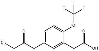 5-(3-Chloro-2-oxopropyl)-2-(trifluoromethoxy)phenylacetic acid 结构式