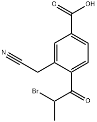 2-(2-Bromopropanoyl)-5-carboxyphenylacetonitrile Structure