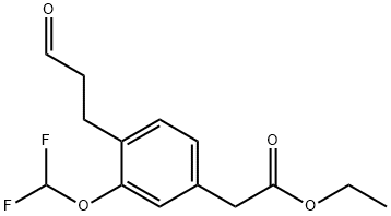Ethyl 3-(difluoromethoxy)-4-(3-oxopropyl)phenylacetate 结构式