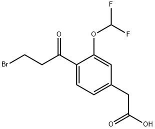 4-(3-Bromopropanoyl)-3-(difluoromethoxy)phenylacetic acid Structure