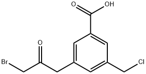 3-(3-Bromo-2-oxopropyl)-5-(chloromethyl)benzoic acid,1806639-43-9,结构式