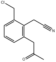 2-(Chloromethyl)-6-(2-oxopropyl)phenylacetonitrile 结构式