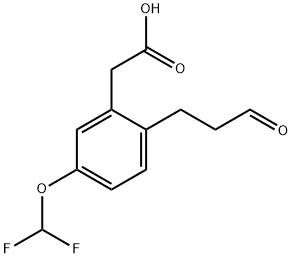 5-(Difluoromethoxy)-2-(3-oxopropyl)phenylacetic acid 结构式