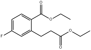 Ethyl 2-(3-ethoxy-3-oxopropyl)-4-fluorobenzoate 结构式