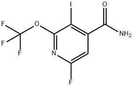 6-Fluoro-3-iodo-2-(trifluoromethoxy)pyridine-4-carboxamide 结构式