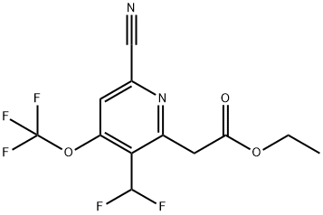 Ethyl 6-cyano-3-(difluoromethyl)-4-(trifluoromethoxy)pyridine-2-acetate 结构式