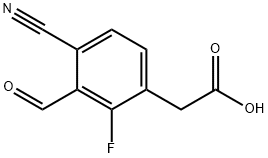 4-Cyano-2-fluoro-3-formylphenylacetic acid 化学構造式