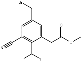 Methyl 5-bromomethyl-3-cyano-2-(difluoromethyl)phenylacetate Struktur
