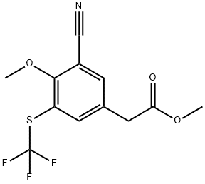 Methyl 3-cyano-4-methoxy-5-(trifluoromethylthio)phenylacetate Structure