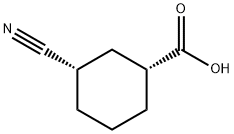 Cyclohexanecarboxylic acid, 3-cyano-, (1R,3S)- Struktur