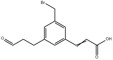 3-(Bromomethyl)-5-(3-oxopropyl)cinnamic acid Structure