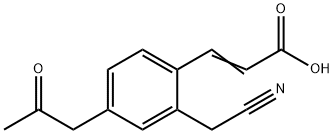 2-(Cyanomethyl)-4-(2-oxopropyl)cinnamic acid 结构式