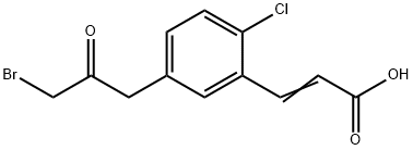 5-(3-Bromo-2-oxopropyl)-2-chlorocinnamic acid 化学構造式
