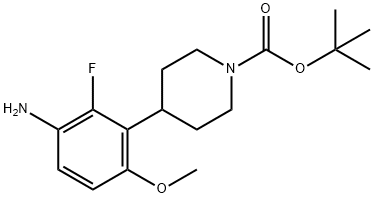 4-(3-氨基-2-氟-6-甲氧基苯基)哌啶-1-甲酸叔丁酯 结构式