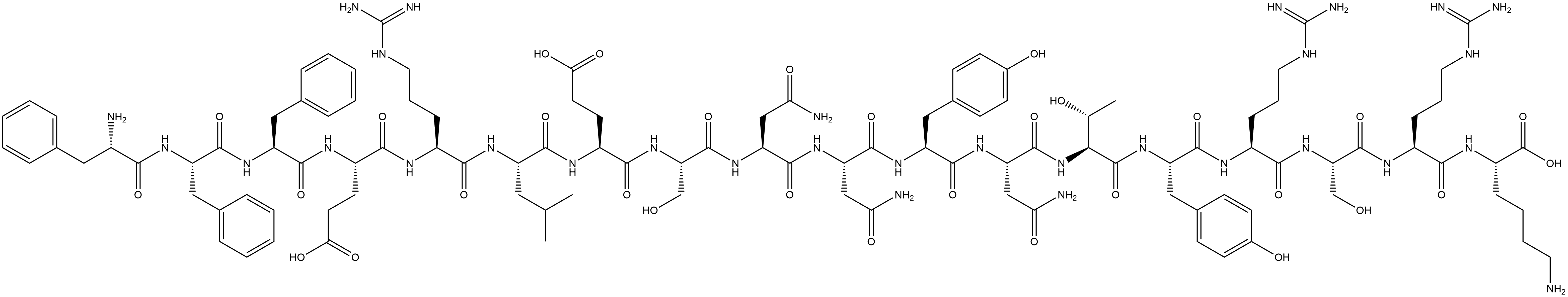 L-Lysine, L-phenylalanyl-L-phenylalanyl-L-phenylalanyl-L-α-glutamyl-L-arginyl-L-leucyl-L-α-glutamyl-L-seryl-L-asparaginyl-L-asparaginyl-L-tyrosyl-L-asparaginyl-L-threonyl-L-tyrosyl-L-arginyl-L-seryl-L-arginyl-,1807793-49-2,结构式