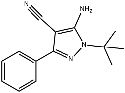 1H-Pyrazole-4-carbonitrile, 5-amino-1-(1,1-dimethylethyl)-3-phenyl- Struktur