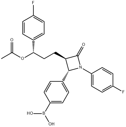 Boronic acid, B-[4-[(2S,3R)-3-[(3S)-3-(acetyloxy)-3-(4-fluorophenyl)propyl]-1-(4-fluorophenyl)-4-oxo-2-azetidinyl]phenyl]- Structure