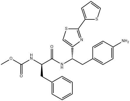 methyl ((R)-1-(((S)-2-(4-aminophenyl)-1-(2-(thiophen-2-yl)thiazol-4-yl)ethyl)amino)-1-oxo-3-phenylpropan-2-yl)carbamate Structure