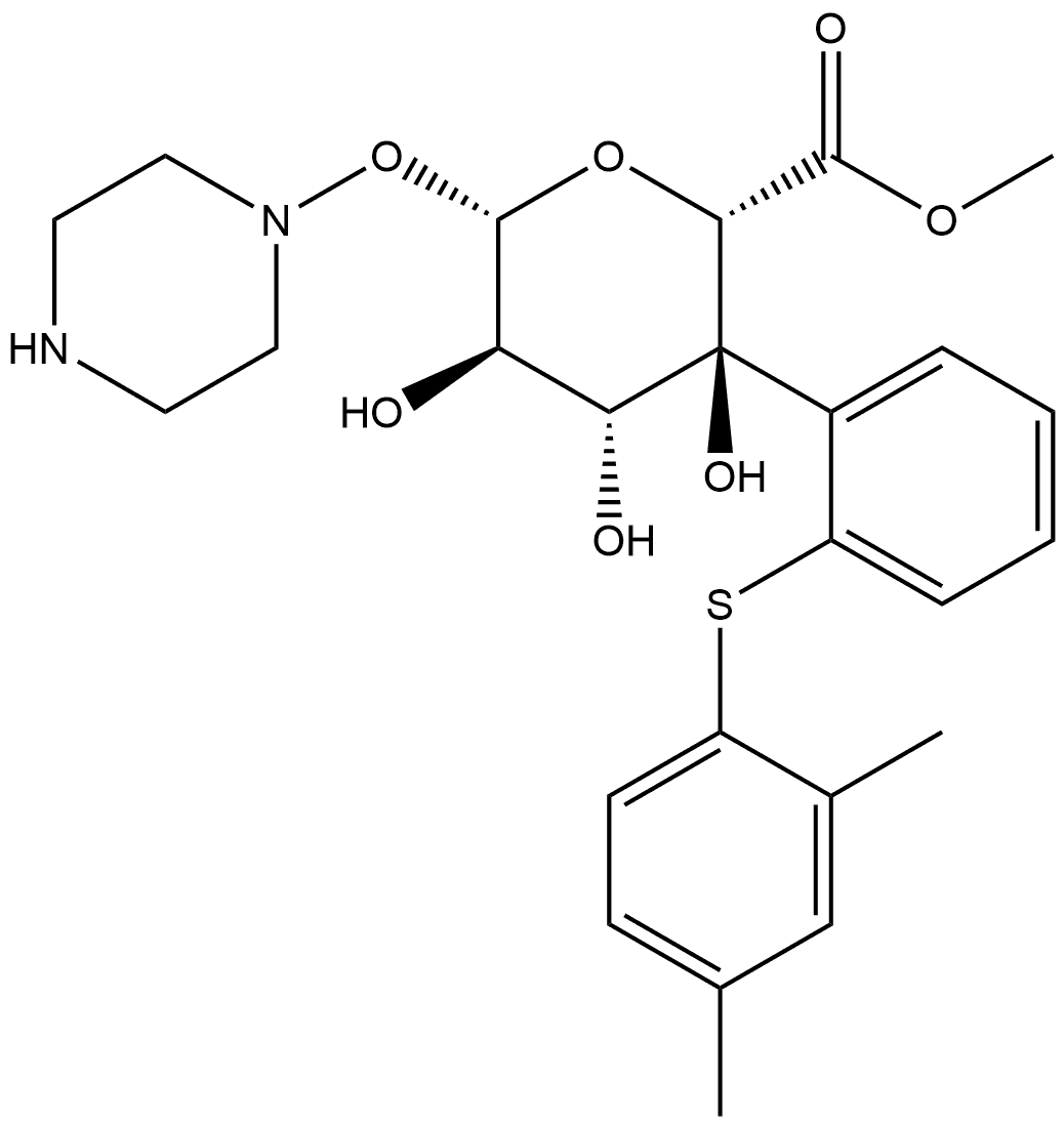 β-D-Glucopyranuronic acid, 4-[2-[(2,4-dimethylphenyl)thio]phenyl]-1-piperazinyl-, methyl ester Structure
