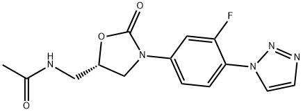 Acetamide, N-[[(5S)-3-[3-fluoro-4-(1H-1,2,3-triazol-1-yl)phenyl]-2-oxo-5-oxazolidinyl]methyl]- Structure
