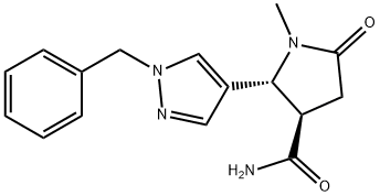 trans-2-(1-benzyl-1H-pyrazol-4-yl)-1-methyl-5-oxopyrrolidine-3-carboxamide 结构式