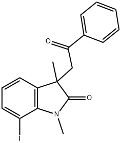 7-碘-1,3-二甲基-3-(2-氧代-2-苯甲基)吲哚啉-2-酮 结构式