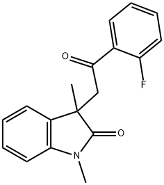 3-(2-(2-氟苯基)-2-氧代乙基)-1,3-二甲基二氢吲哚-2-酮 结构式
