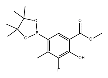Benzoic acid, 3-fluoro-2-hydroxy-4-methyl-5-(4,4,5,5-tetramethyl-1,3,2-dioxaborolan-2-yl)-, methyl ester Structure