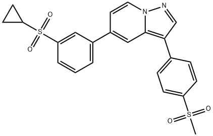 Pyrazolo[1,5-a]pyridine, 5-[3-(cyclopropylsulfonyl)phenyl]-3-[4-(methylsulfonyl)phenyl]- Struktur