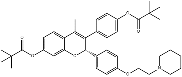 Propanoic acid, 2,2-dimethyl-, (2S)-3-[4-(2,2-dimethyl-1-oxopropoxy)phenyl]-4-methyl-2-[4-[2-(1-piperidinyl)ethoxy]phenyl]-2H-1-benzopyran-7-yl ester|Propanoic acid, 2,2-dimethyl-, (2S)-3-[4-(2,2-dimethyl-1-oxopropoxy)phenyl]-4-methyl-2-[4-[2-(1-piperidinyl)ethoxy]phenyl]-2H-1-benzopyran-7-yl ester