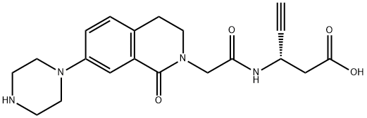 4-Pentynoic acid, 3-[[2-[3,4-dihydro-1-oxo-7-(1-piperazinyl)-2(1H)-isoquinolinyl]acetyl]amino]-, (3S)- Struktur
