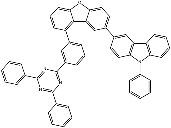 3-[9-[3-(4,6-二苯基-1,3,5-三嗪-2-基)苯基]-2-二苯并呋喃基]-9-苯基-9H-咔唑 结构式