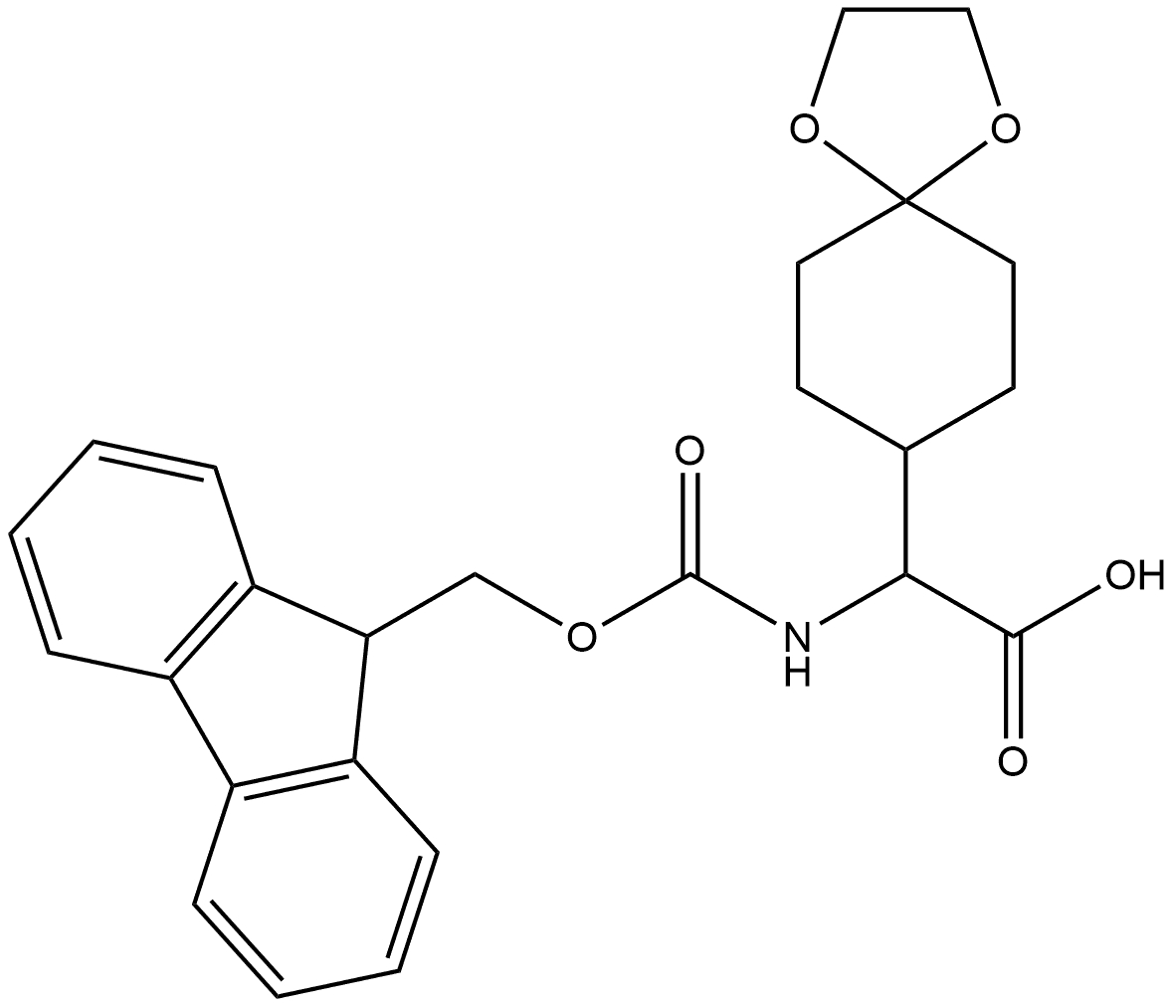 α-[[(9H-Fluoren-9-ylmethoxy)carbonyl]amino]-1,4-dioxaspiro[4.5]decane-8-acetic acid Structure