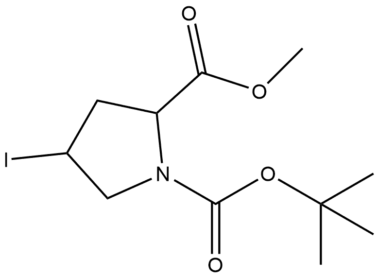 1-(1,1-Dimethylethyl) 2-methyl 4-iodo-1,2-pyrrolidinedicarboxylate 结构式