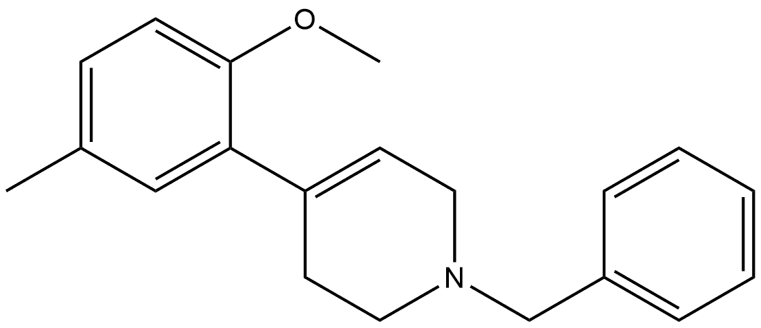 1,2,3,6-Tetrahydro-4-(2-methoxy-5-methylphenyl)-1-(phenylmethyl)pyridine Structure