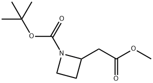 1-BOC-氮杂环丁烷-2-基-乙酸甲酯 结构式