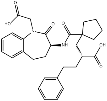 1H-1-Benzazepine-1-acetic acid, 3-[[[1-[(2R)-2-carboxy-4-phenylbutyl]cyclopentyl]carbonyl]amino]-2,3,4,5-tetrahydro-2-oxo-, (3S)- Structure
