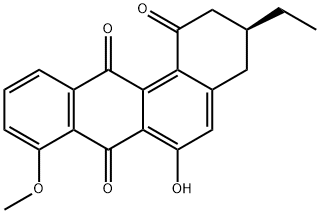 Benz[a]anthracene-1,7,12(2H)-trione, 3-ethyl-3,4-dihydro-6-hydroxy-8-methoxy-, (3S)- Struktur