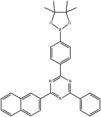 2-(Naphthalen-2-yl)-4-phenyl-6-(4-(4,4,5,5-tetramethyl-1,3,2-dioxaborolan-2-yl)phenyl)-1,3,5-triazine Structure