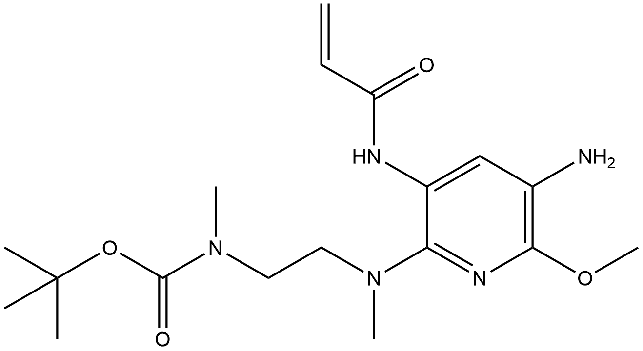 N-[5-氨基-2-[[2-[BOC-(甲基)氨基]乙基](甲基)氨基]-6-甲氧基-3-吡啶基]丙烯酰胺 结构式