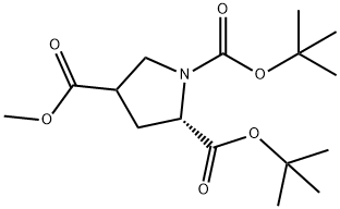 1,2,4-Pyrrolidinetricarboxylic acid, 1,2-bis(1,1-dimethylethyl) 4-methyl ester, (2S)- Struktur