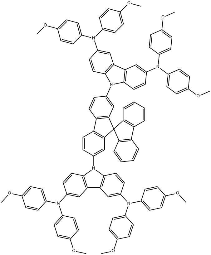 9H-Carbazole-3,6-diamine, 9,9'-(9,9'-spirobi[9H-fluorene]-2,7-diyl)bis[N3,N3,N6,N6-tetrakis(4-methoxyphenyl)- Structure