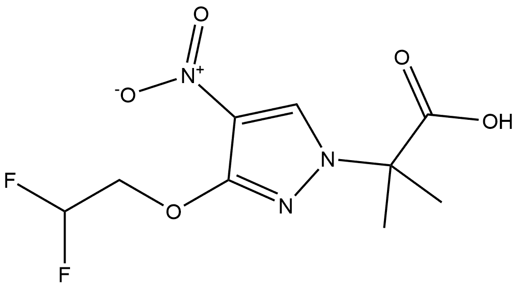 2-[3-(2,2-difluoroethoxy)-4-nitro-1H-pyrazol-1-yl]-2-methylpropanoic acid 结构式